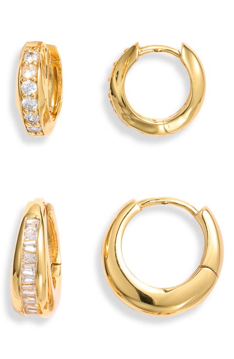Set of 2 Cubic Zirconia Channel Hoop Earrings