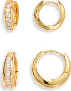 Nordstrom Set of 2 Cubic Zirconia Channel Hoop Earrings