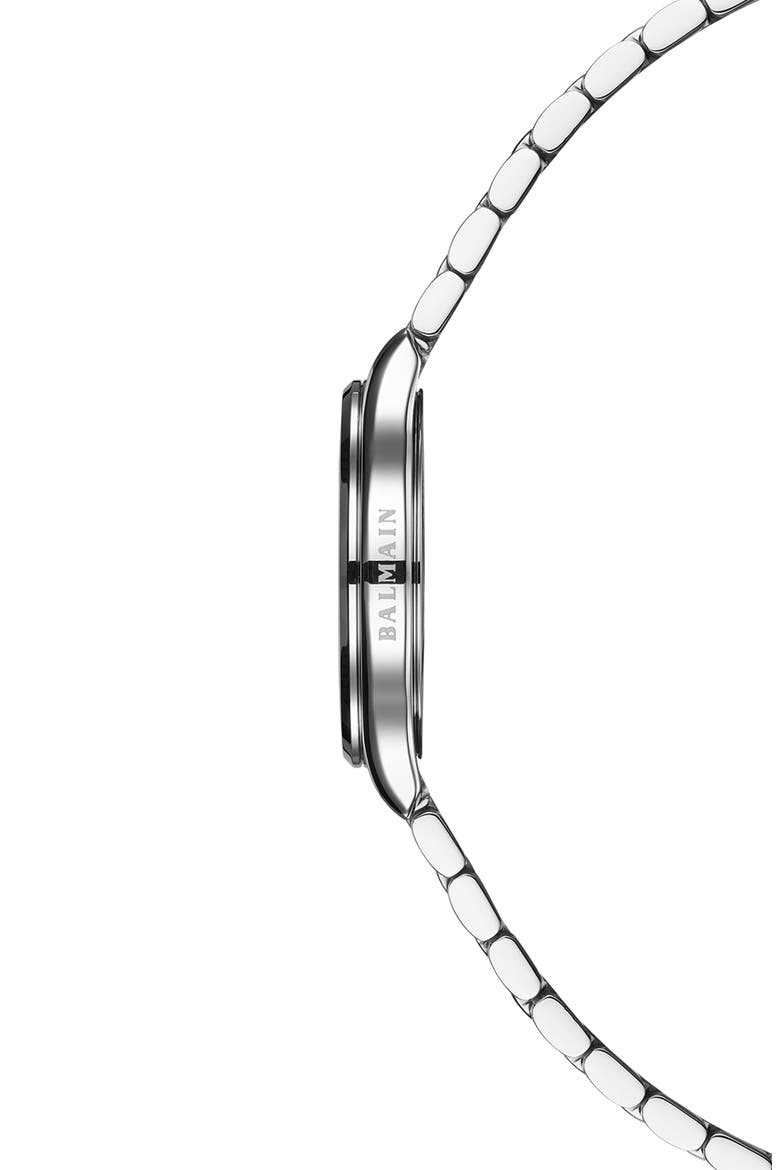 Beleganza Diamond & Mother-of-Pearl Bracelet Watch, 32mm, Alternate, color, PINK MOP STAINLESS STEEL