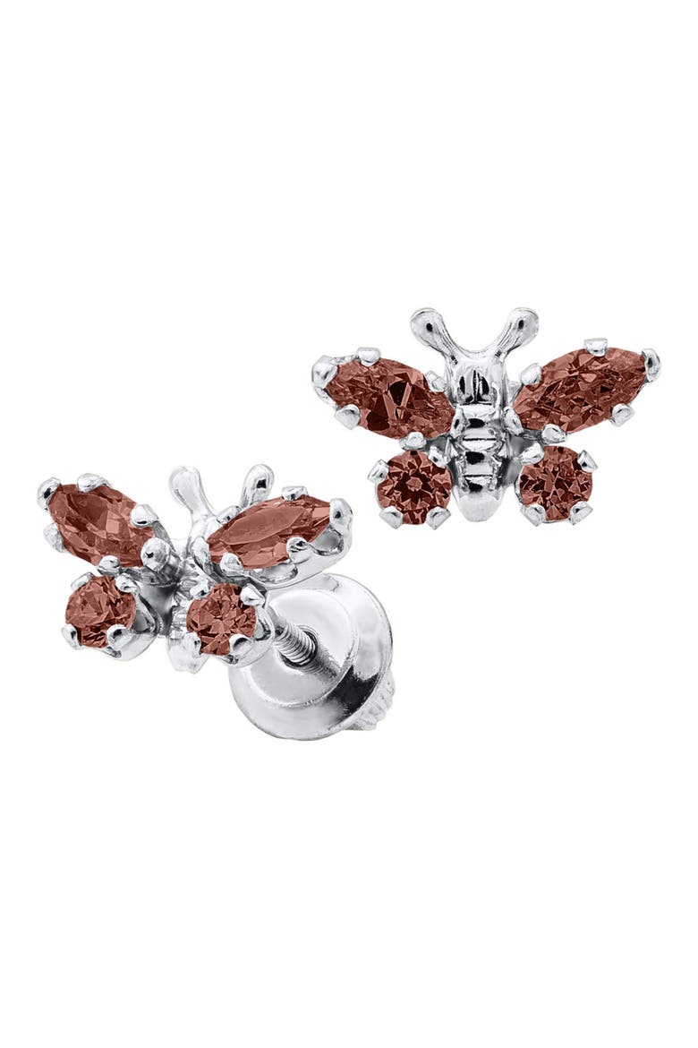 Butterfly Birthstone Sterling Silver Earrings, Alternate, color, JANUARY