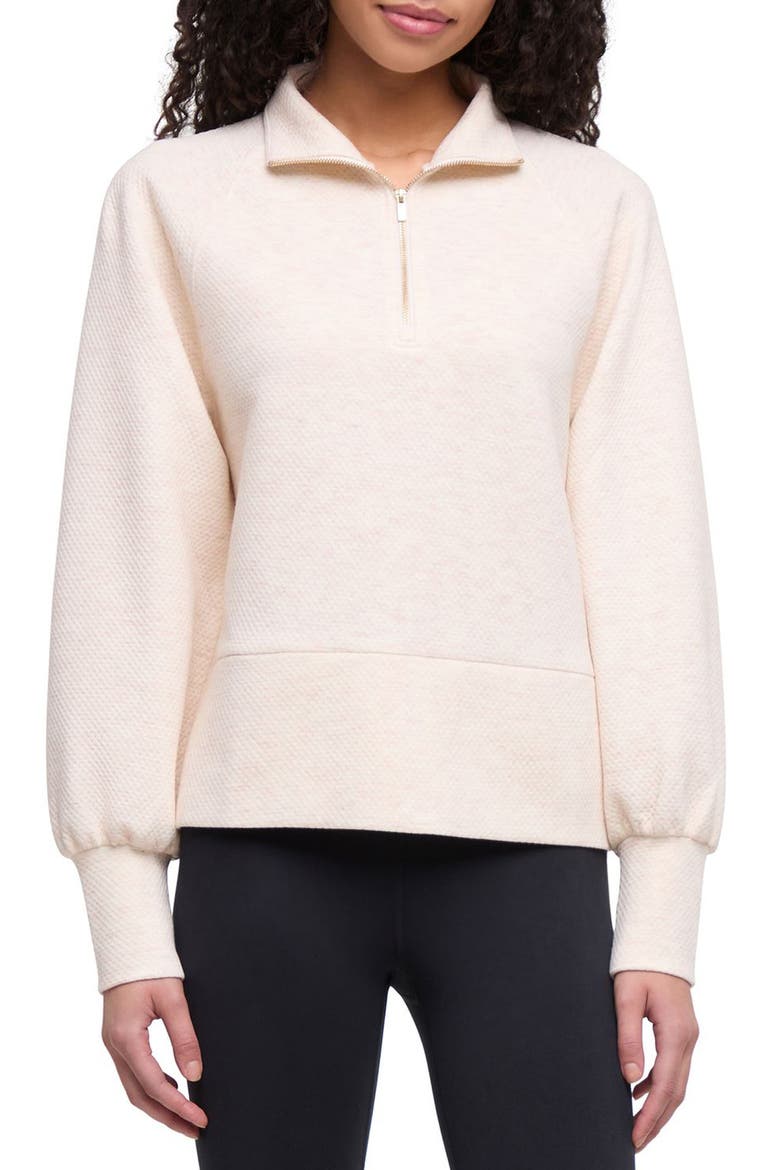 Gina Quarter Zip Pulllover, Main, color, HEATHER OATMEAL BEIGE