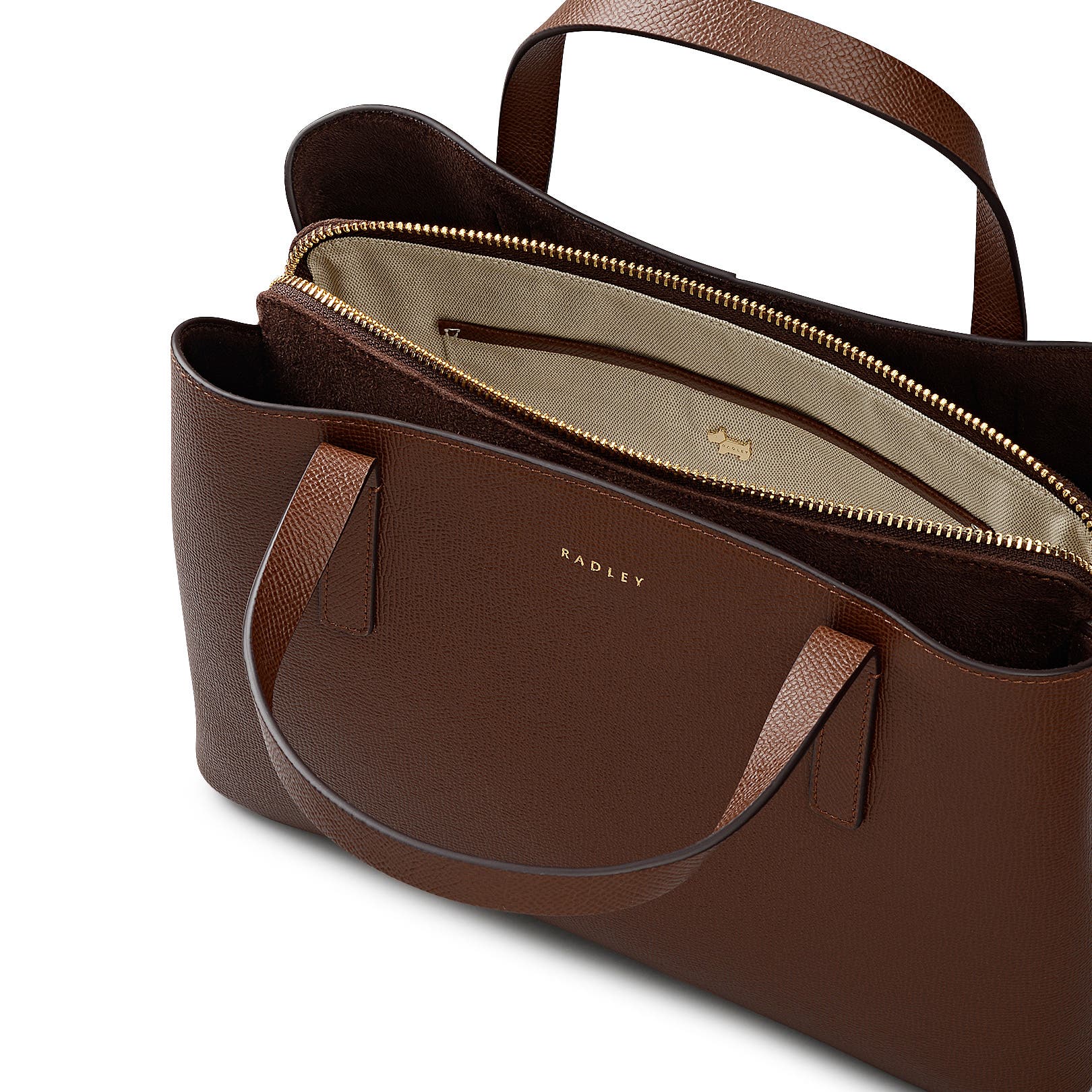 Radley Dukes Place - Texure Medium Ziptop Satchel Bag, Alternate, color, Chocolate