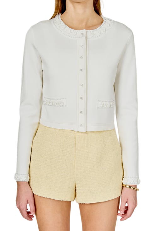 Flower & Bead Trim Cardigan