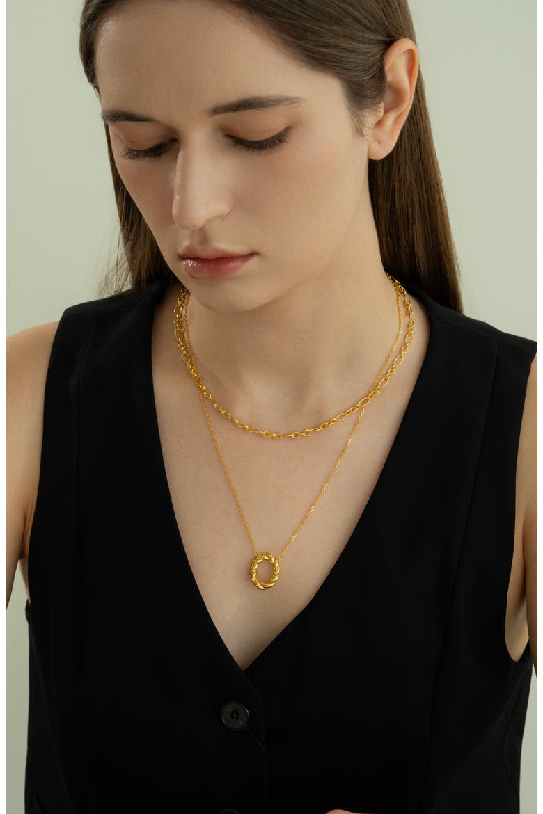 Sterling Silver 18k Gold Plated Seraphina Chain Necklace Trendy Bold Layering, Alternate, color, Gold