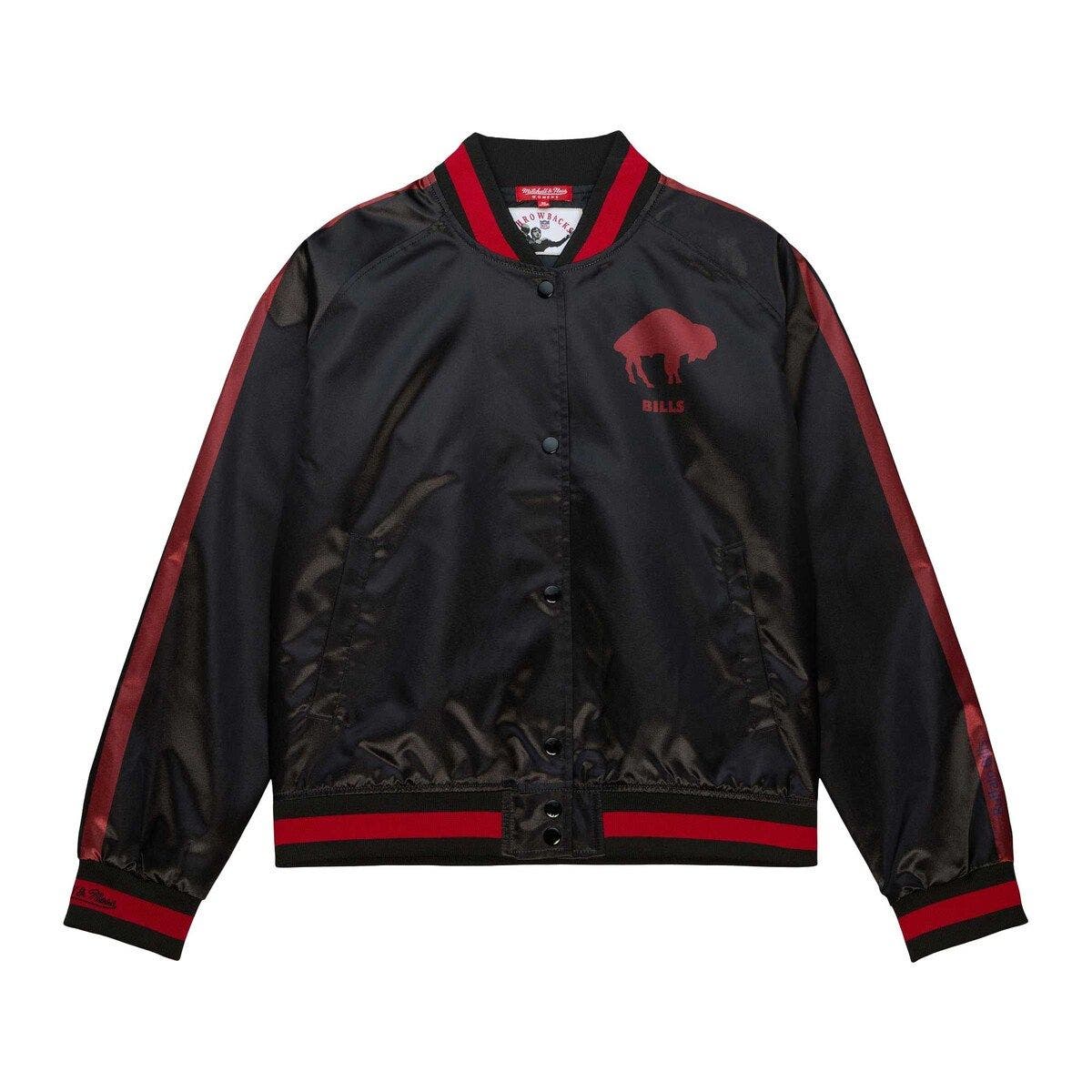 Women's Mitchell & Ness Black Buffalo Bills Raglan Satin Full-Snap Jacket - image 2