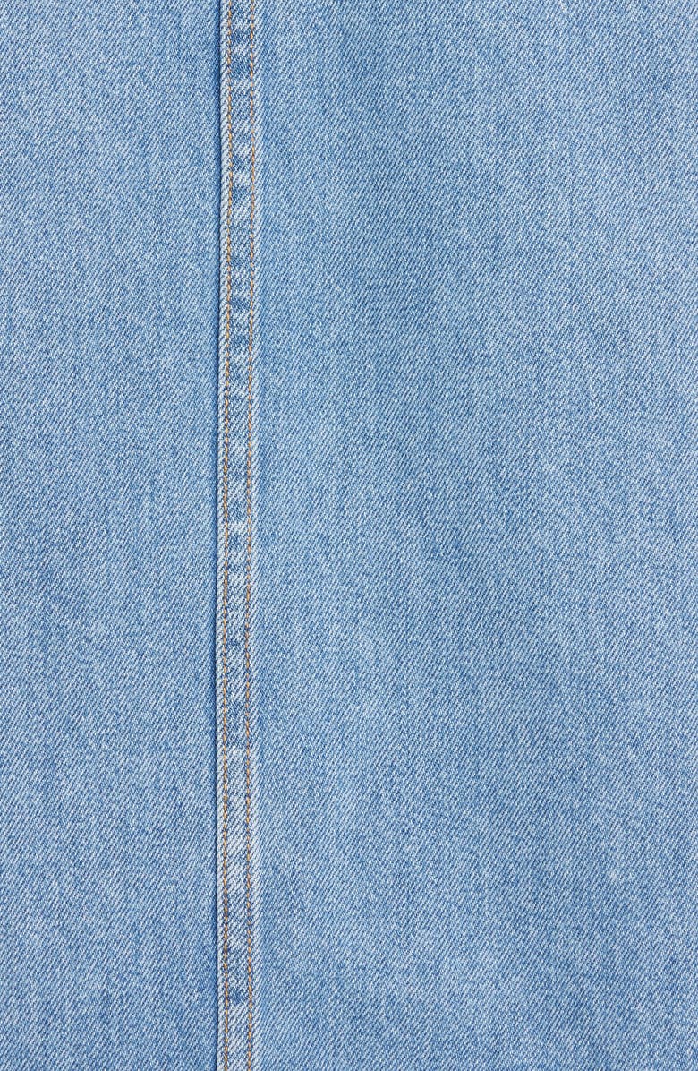 Ganni Wrap Front Oversized Organic Cotton Denim Shirt, Alternate, color,