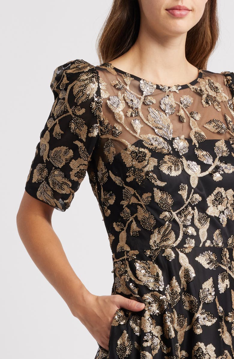 Eliza J Elbow Sleeve Midi Dress, Alternate, color,