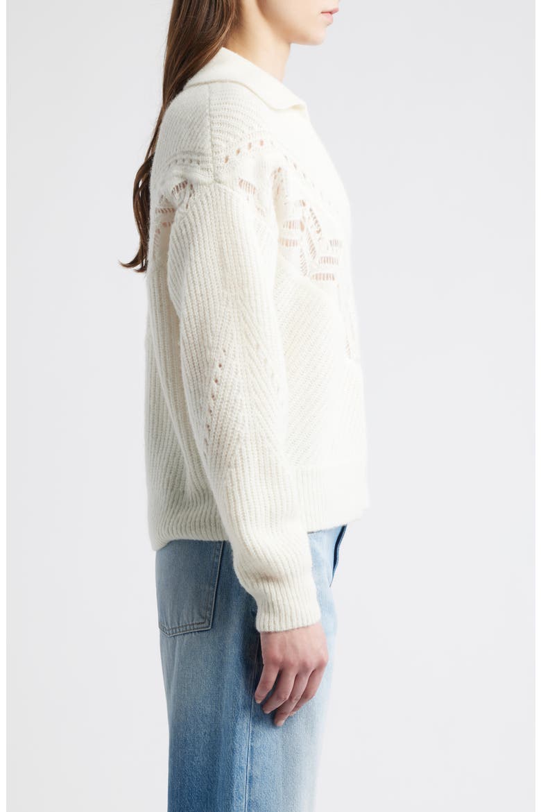 Fortelli Pointelle Collar Sweater, Alternate, color, OPEN WHT