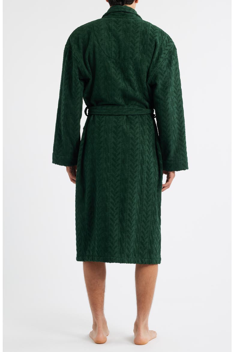 Textured Cotton Terry Cloth Shawl Collar Robe, Alternate, color, PINE GREEN