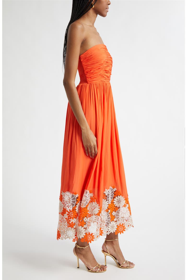 Milani Strapless Lace Detail Dress, Alternate, color, SUNSET ORANGE