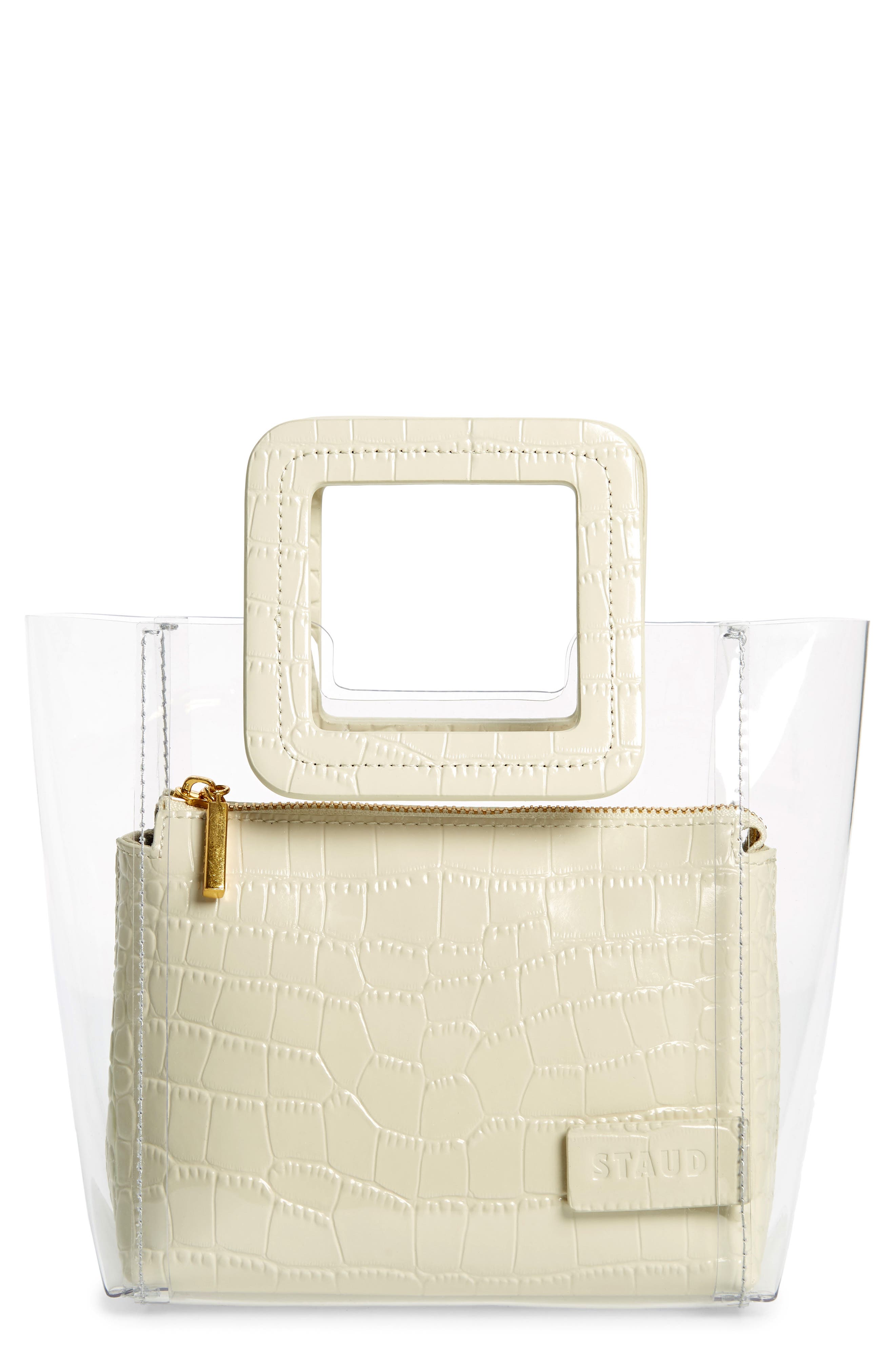 Mini Shirley Transparent Handbag, Main, color, CREAM CROC