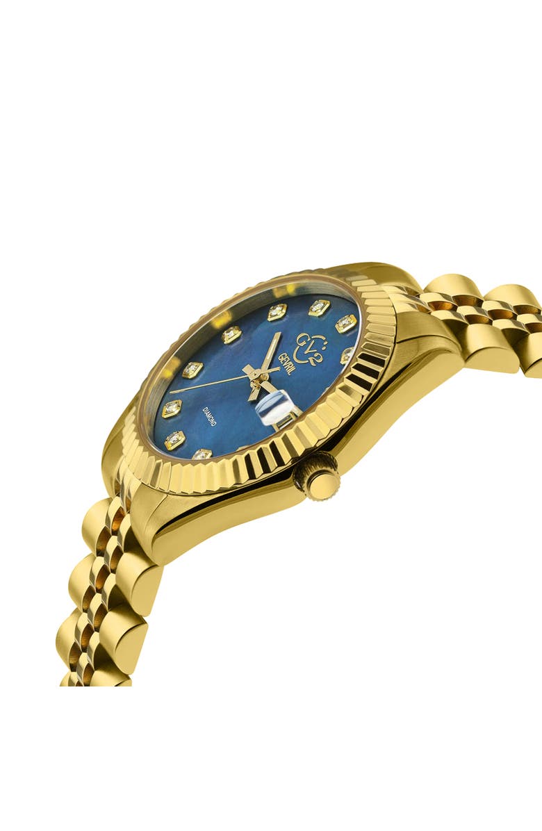 GEVRIL Naples Mother-of-Pearl & Diamond Bracelet Watch, 34mm, Alternate, color, Gold