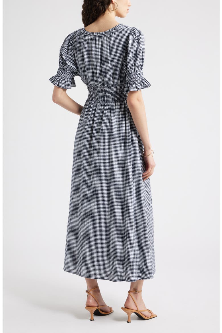 Gingham Smocked Waist Maxi Dress, Alternate, color, NAVY-WHITE MINI GINGHAM