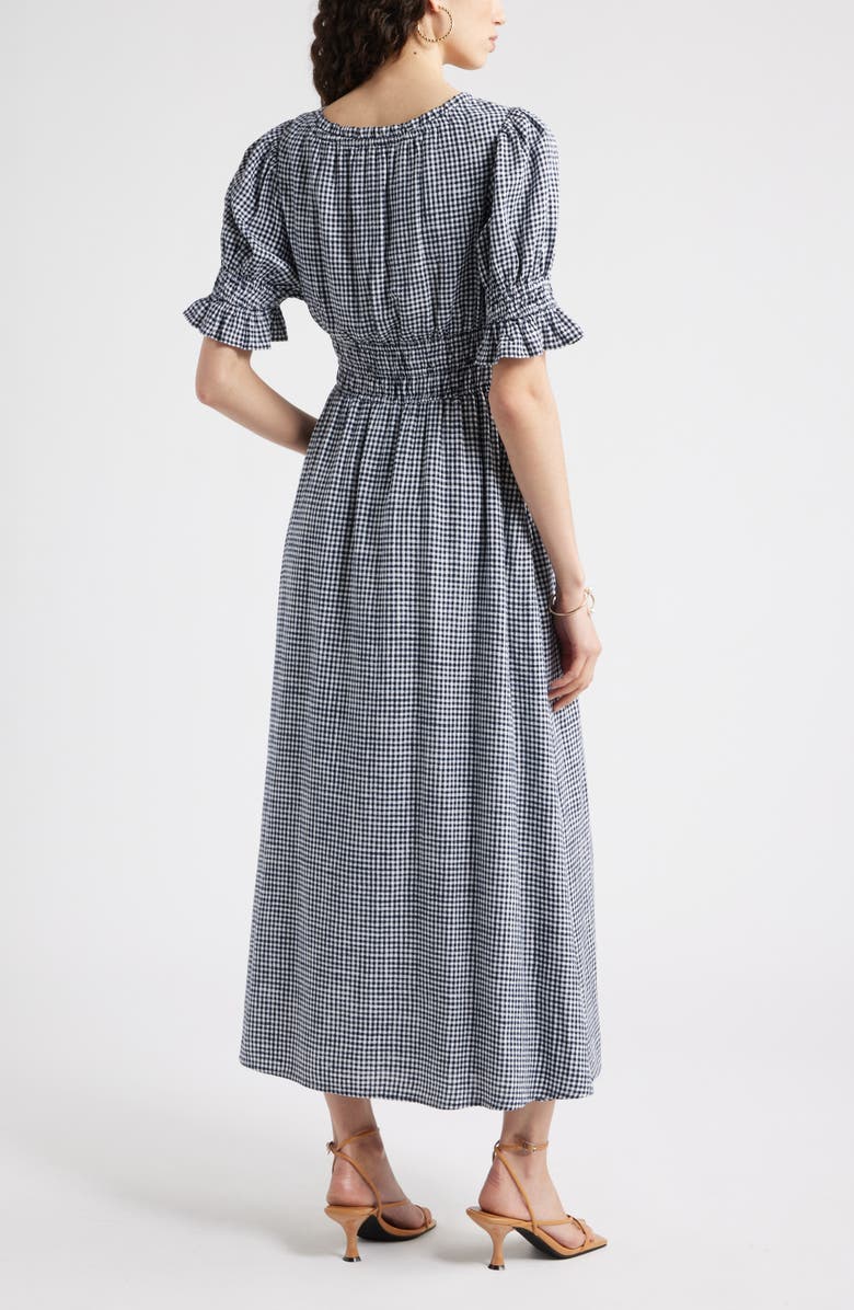 Gingham Smocked Waist Maxi Dress