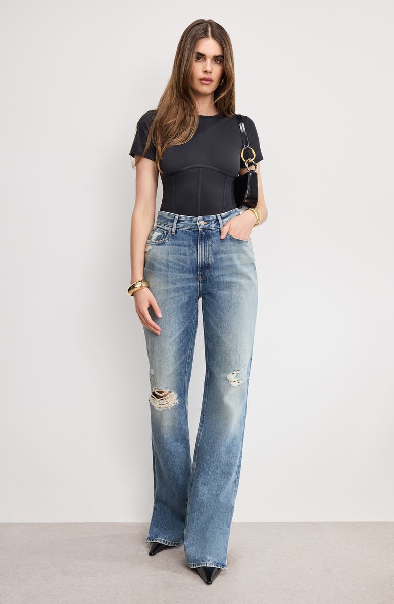 Good American Weightless Corset Bodysuit, Alternate, color, Black