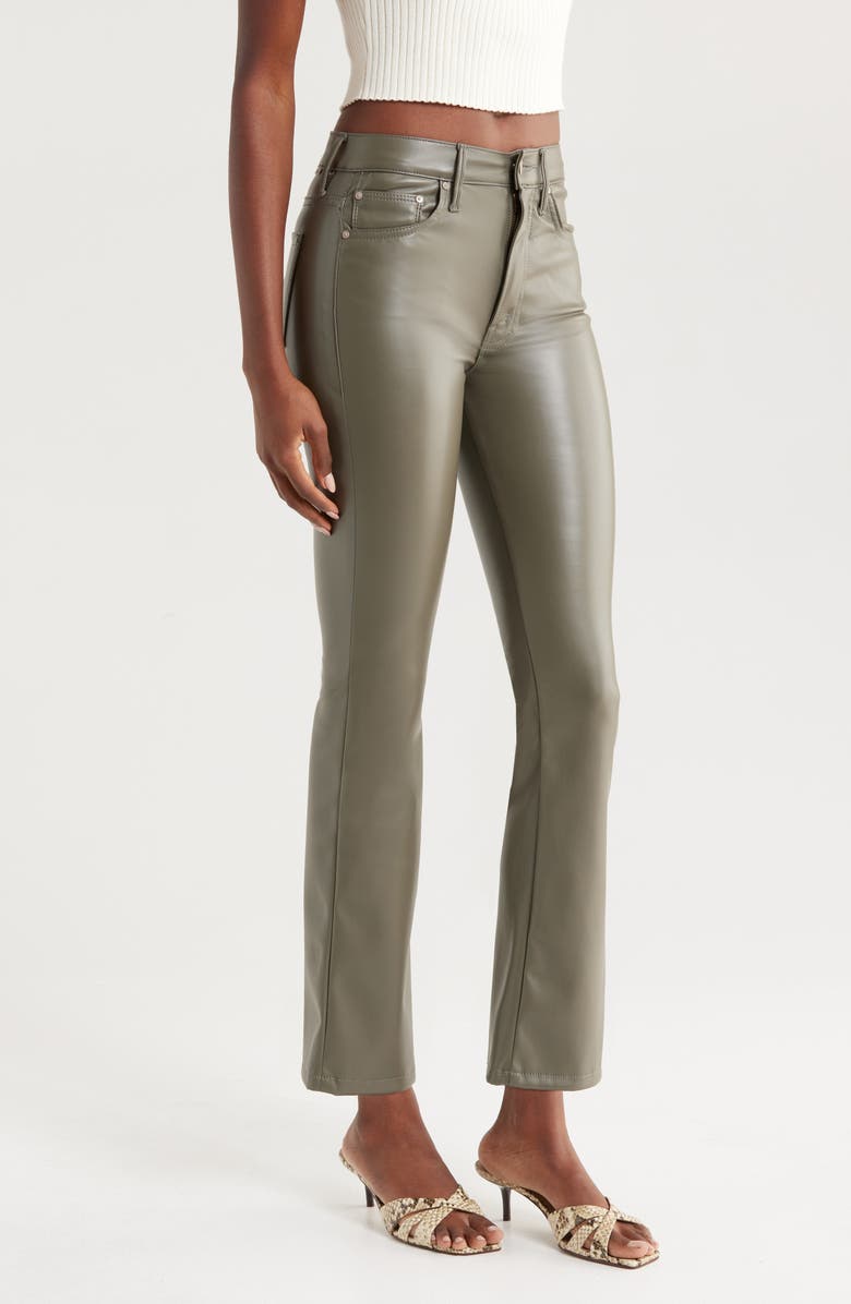 MOTHER The Insider Flood Faux Leather Pants, Alternate, color, Cinder Block - Wax On, Wax Off