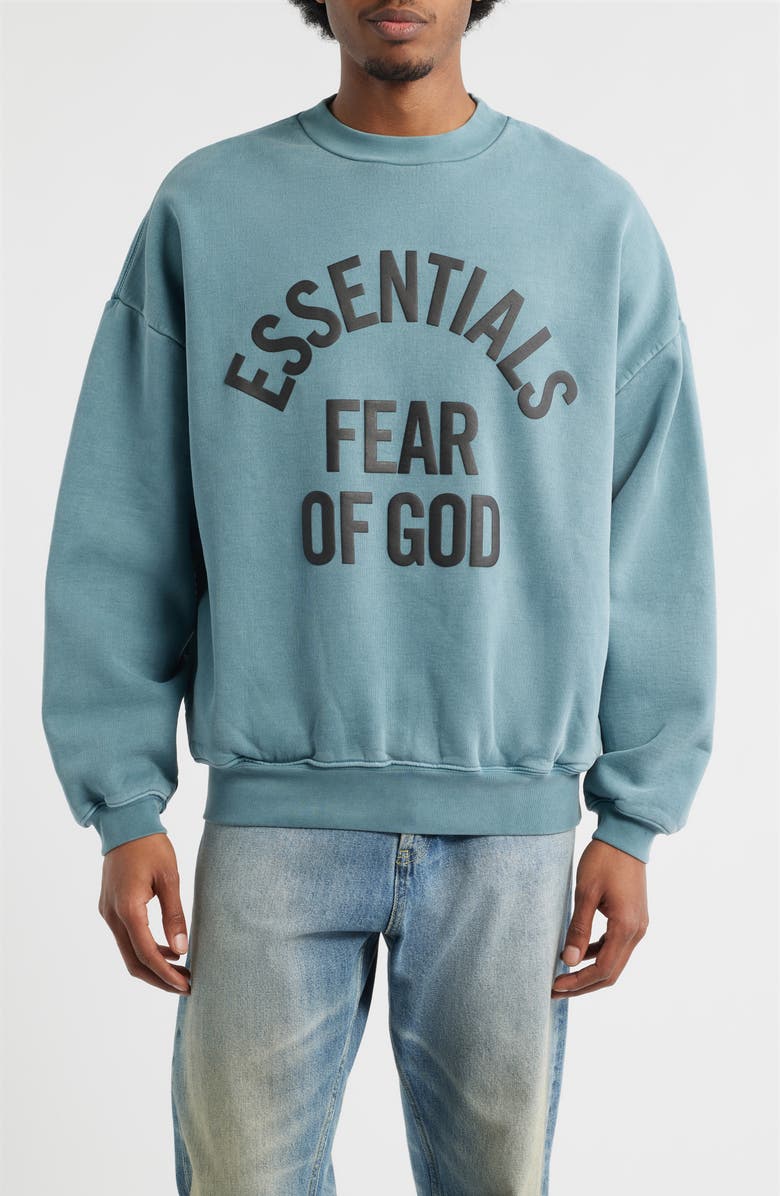 Fear of God Essentials Campus '90s Fleece Logo Graphic Sweatshirt, Main, color, 
