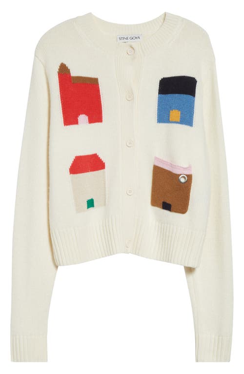 Stine Goya Cropped Pocket Cardigan In White