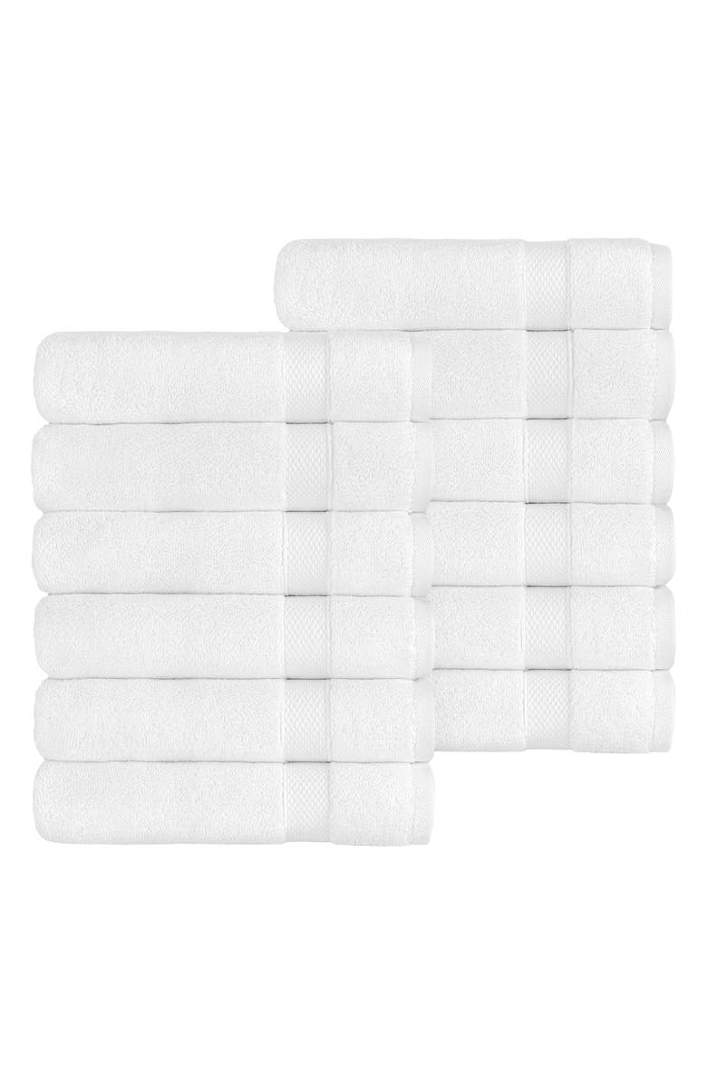 Linum Home Textiles Set of 12 Anovia Turkish Cotton Hand Towels, Alternate, color, White