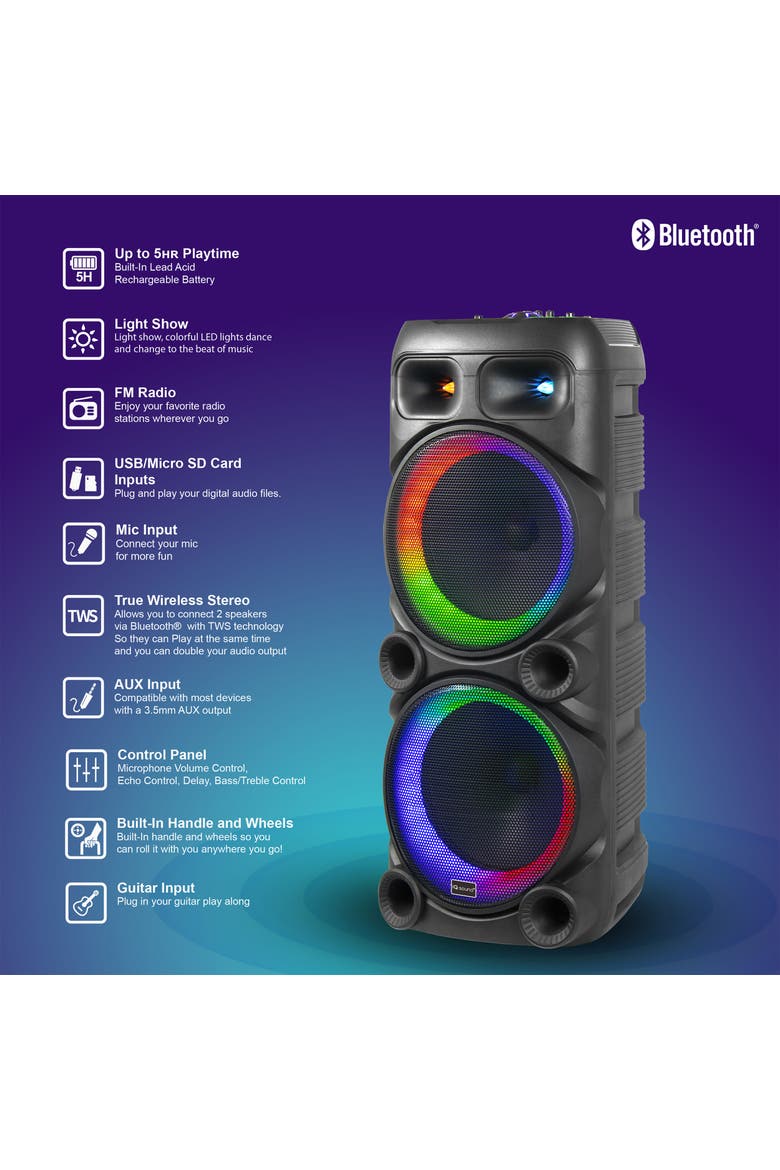 Dual 12 Inch Party Speaker with TWS, Alternate, color, Black
