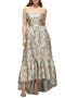 Floral Brocade Strapless High-Low Gown