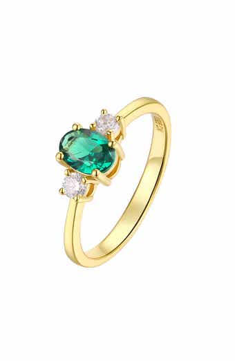 Gold over Sterling Silver Cubic Zirconia Three Stone Ring