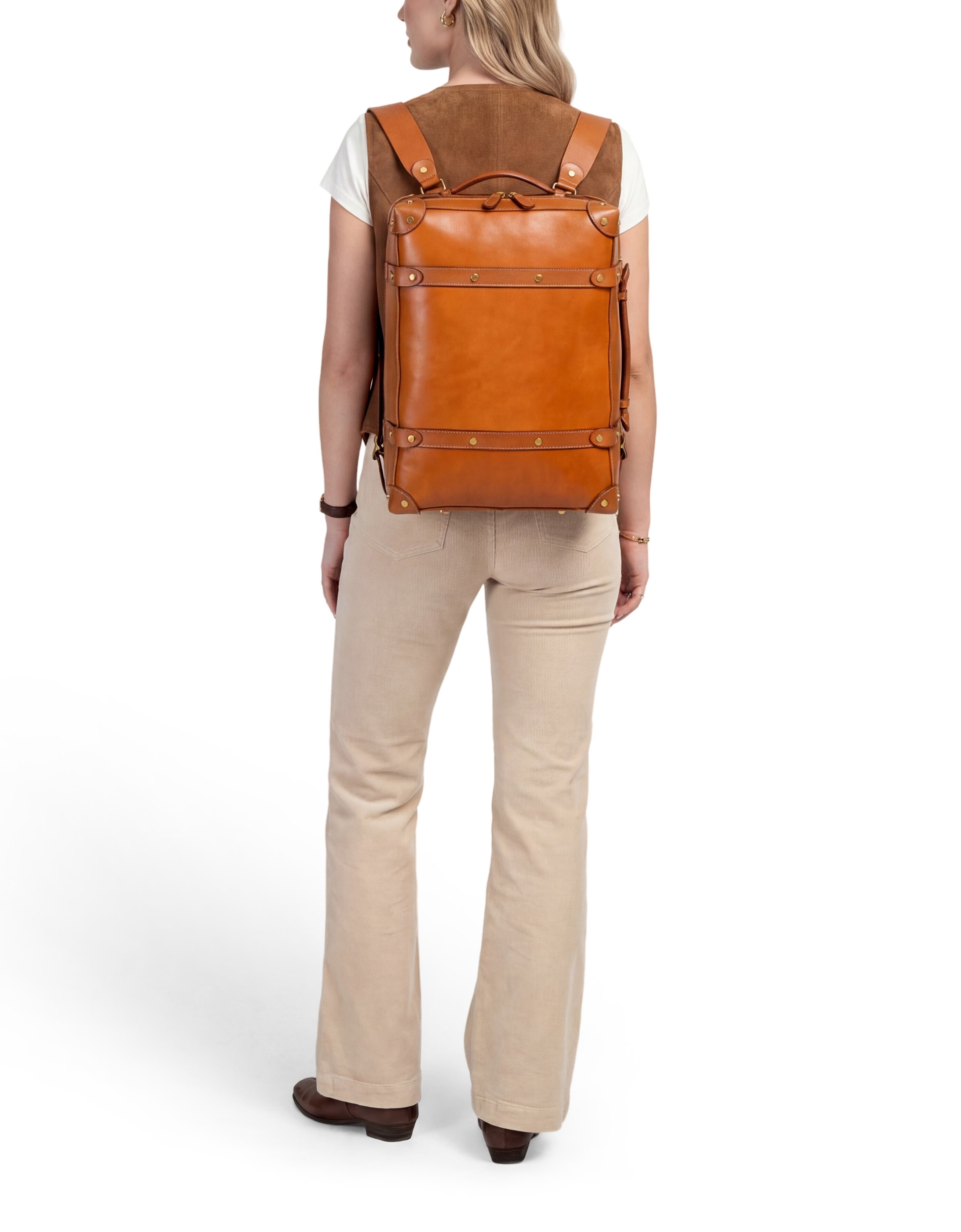 OLD TREND Speedwell Small Leather Trunk Backpack, Alternate, color, Caramel