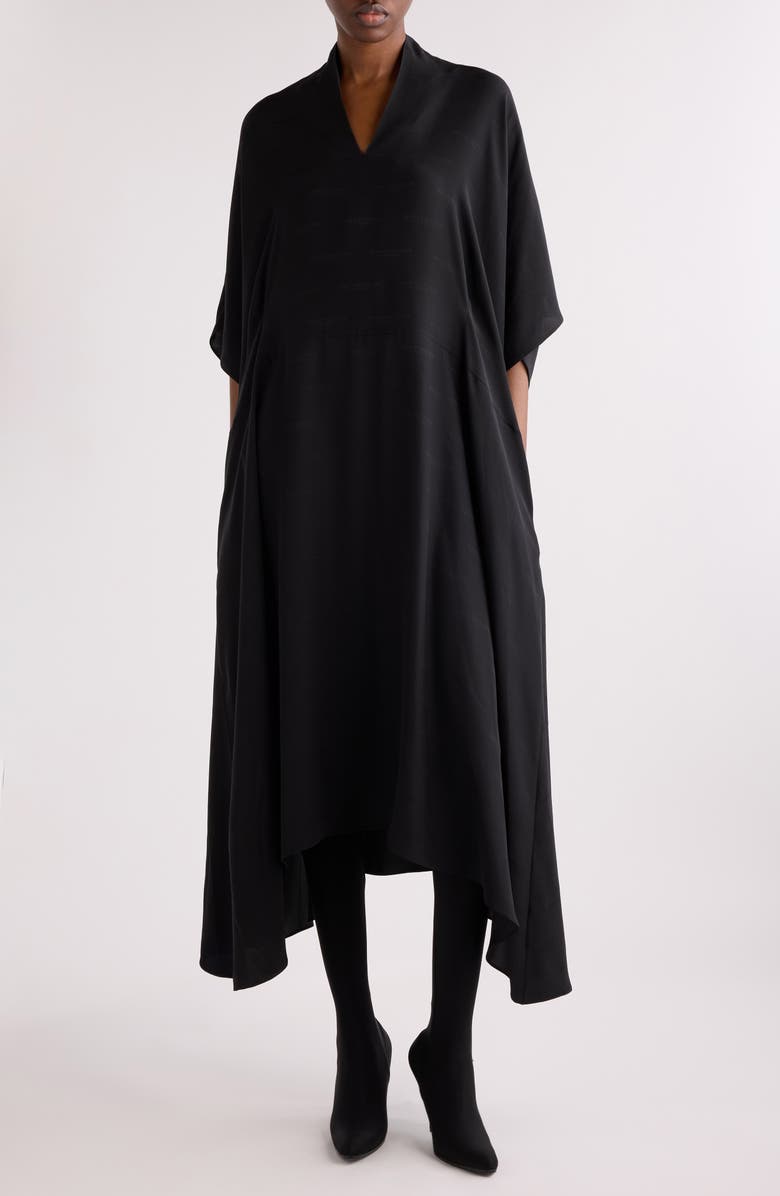 Balenciaga Jacquard Logo Oversize Silk Dress, Main, color, 1000 Black