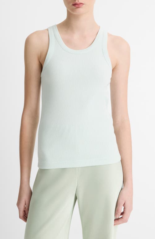 Vince Scoop Neck Rib Tank In Aqua Dew