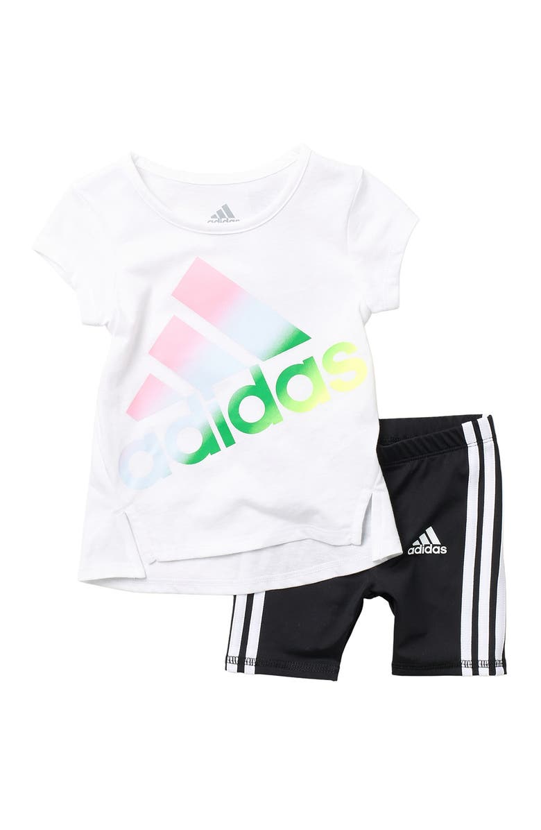 adidas T-Shirt & Bike Shorts 2-Piece Set, Main, color,