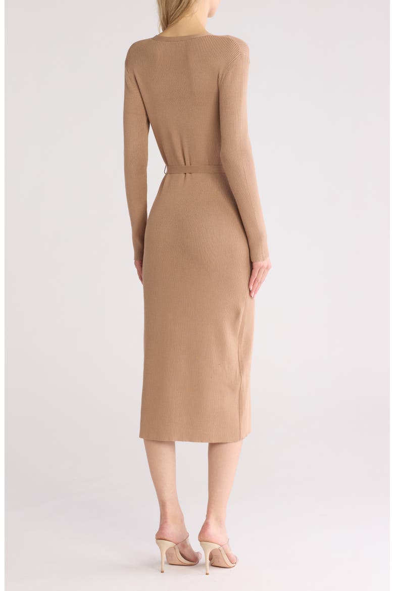 Long Sleeve Button Front Sweater Dress, Alternate, color, CAMEL