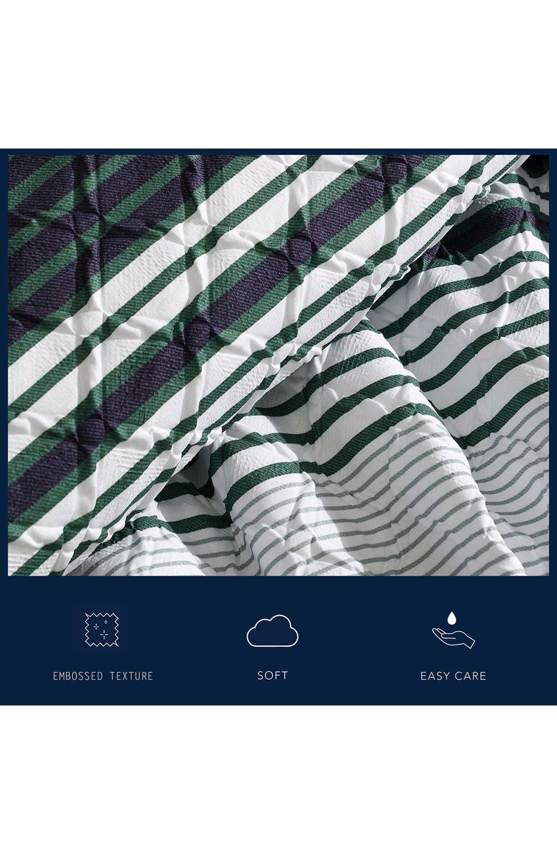 Nautica Lakefront Embossed Stripe Microfiber Comforter, Sheets & Throw Set, Alternate, color, Dark Blue