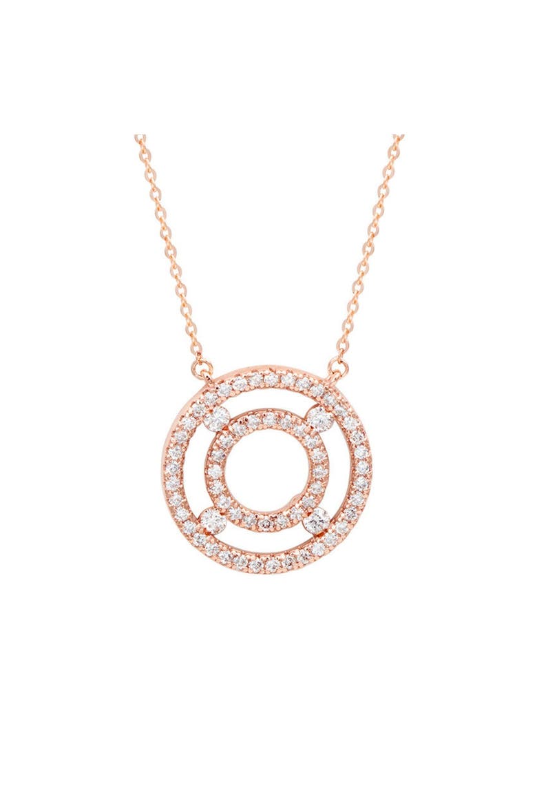 14K Gold Diamond Double Circle Necklace, Main, color, Rose Gold