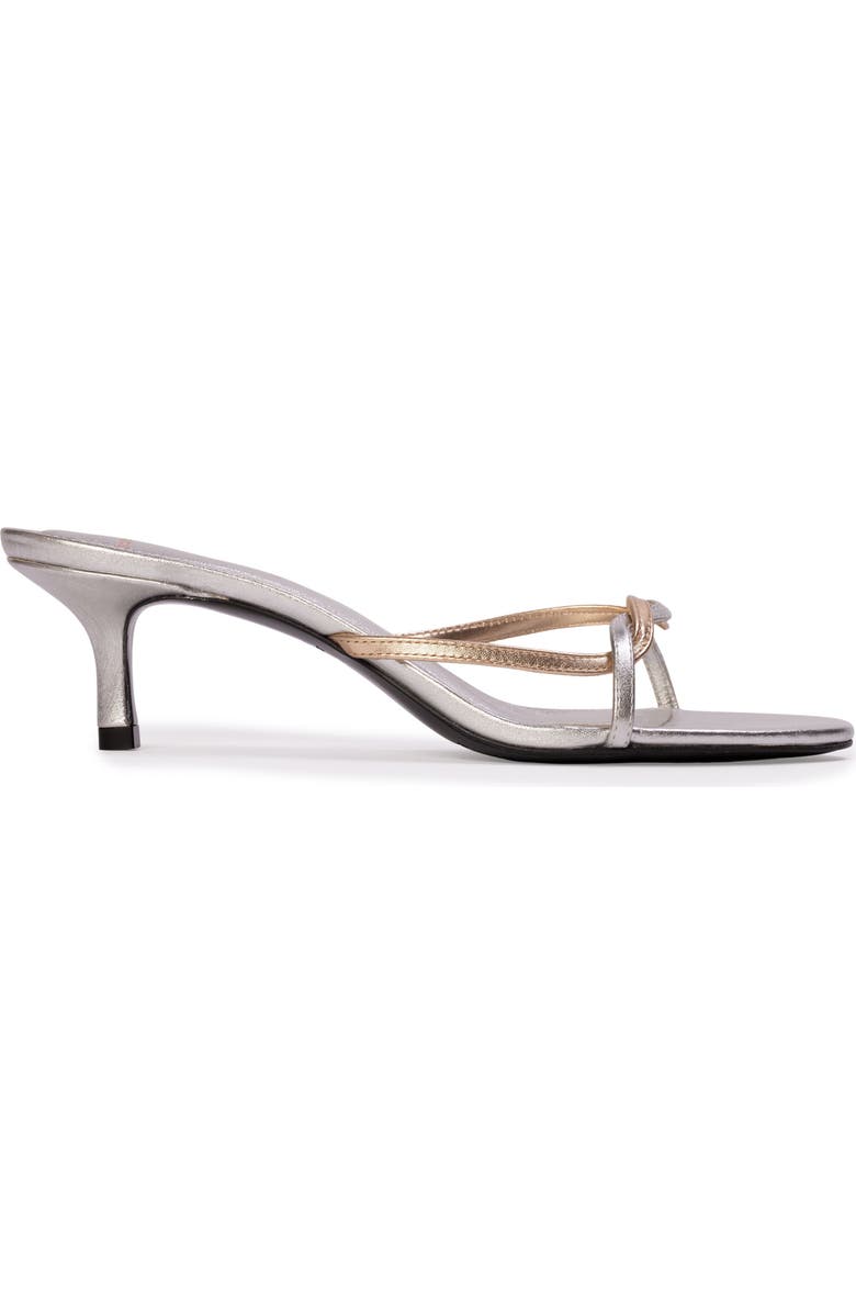 BLACK SUEDE STUDIO Fae 50 Sandal, Main, color, Silver/Gold Leather