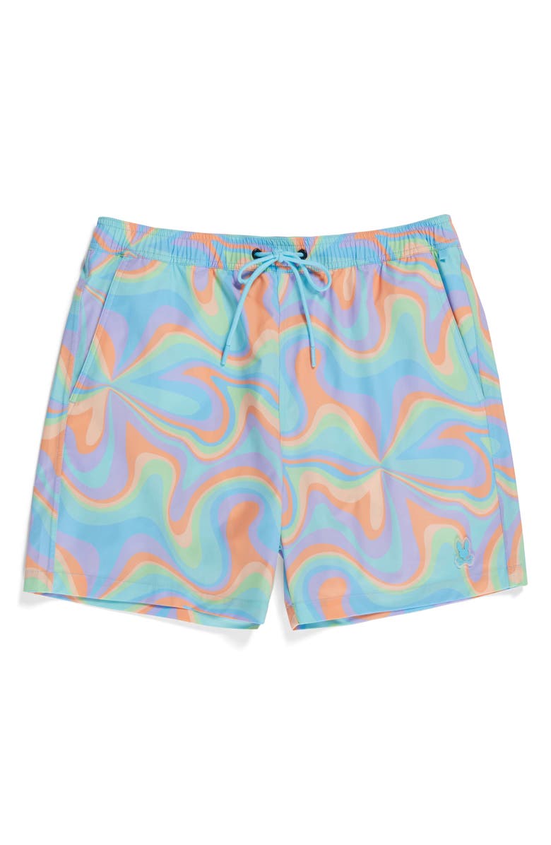 Psycho Bunny Bloomington Color Swirl Swim Trunks, Alternate, color,