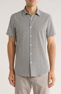 14th & Union Leaf Print Short Sleeve Performance Button-Up Shirt
