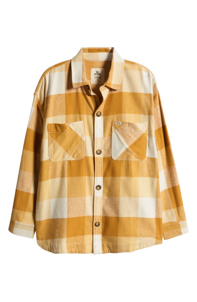 Rip Curl La Isla Plaid Flannel Button-Up Shirt, Alternate, color, Gold