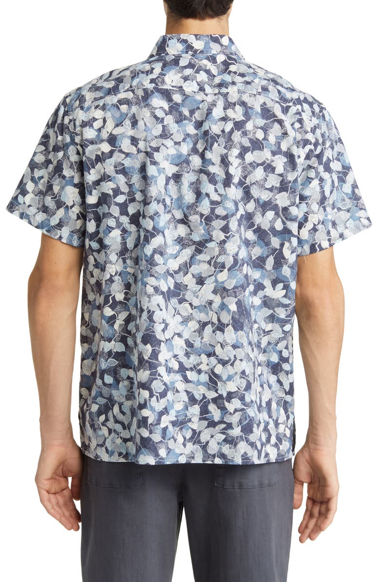 Treasure & Bond San Fran Leaf Print Short Sleeve Linen & Cotton Button-Up Shirt, Alternate, color, 