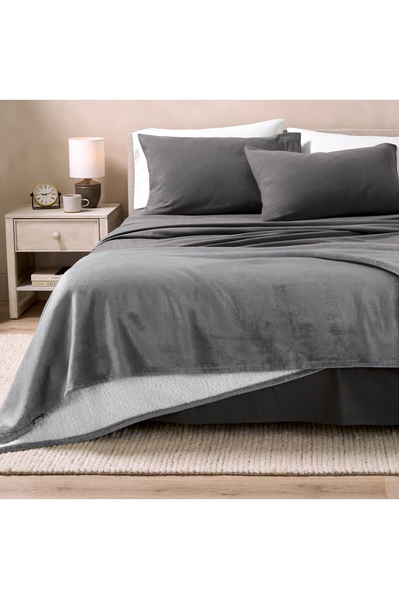 Reversible Plush Fleece Blanket, Alternate, color, Grey