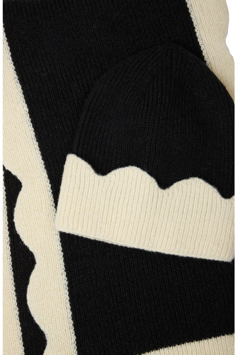 Scallop Trim Beanie, Alternate, color, BLACK