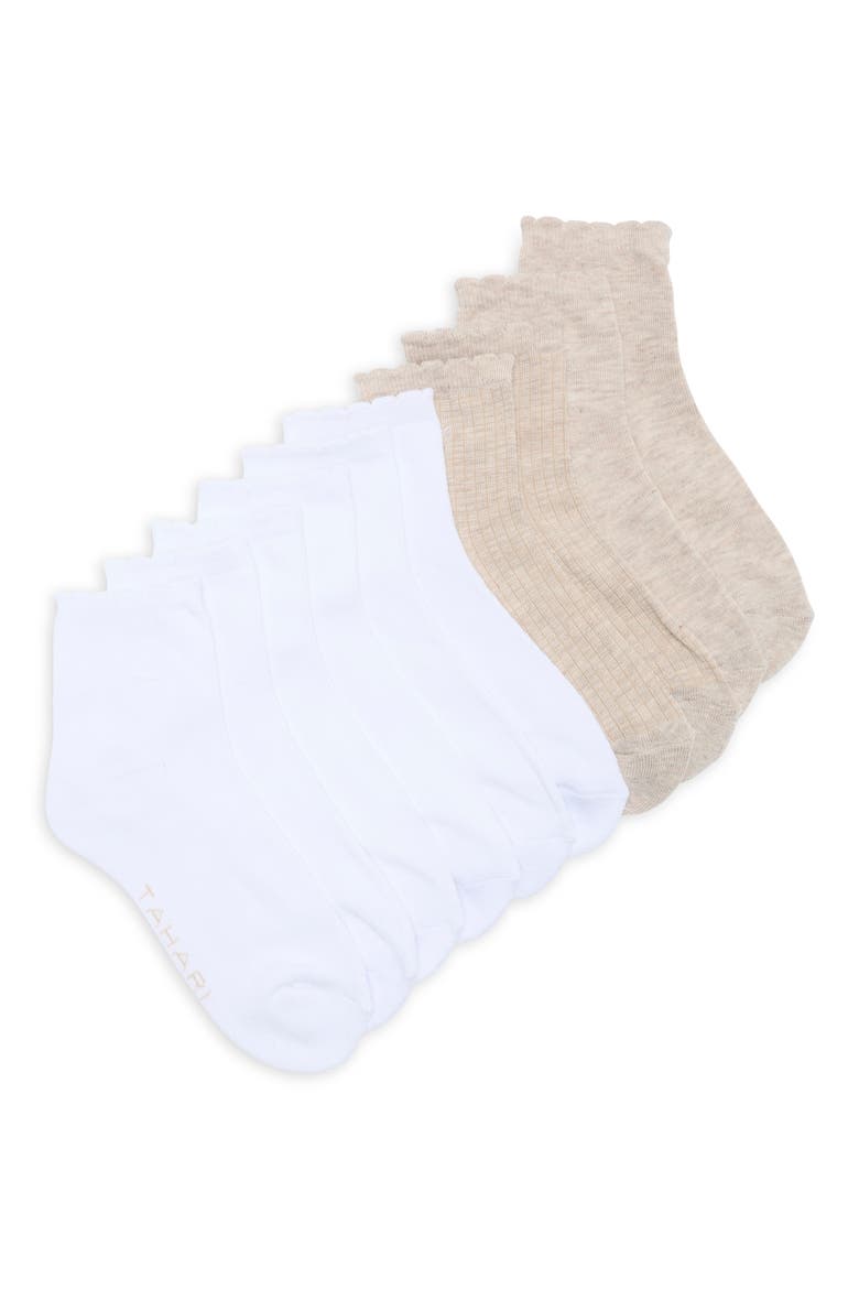 5-Pack Cushioned Ankle Socks, Main, color, TAN HEATHER/ WHITE