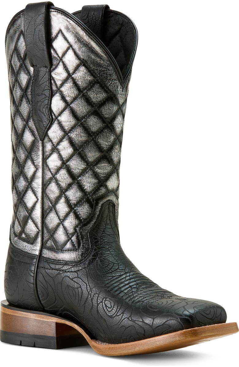 Ariat Frontier Wittman Diamond Quilt Leather Boot, Main, color, Black