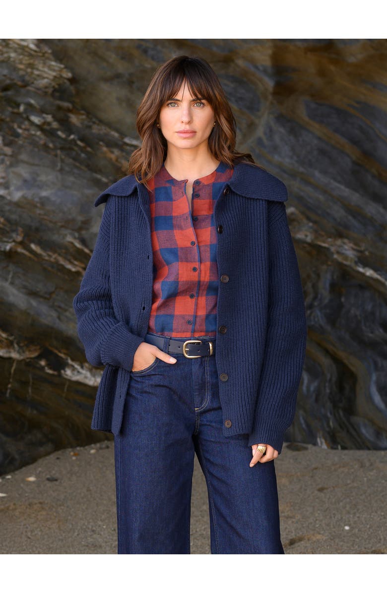 Celtic 
Co. Sailor Collar Longline Cardigan, Alternate, color, Navy