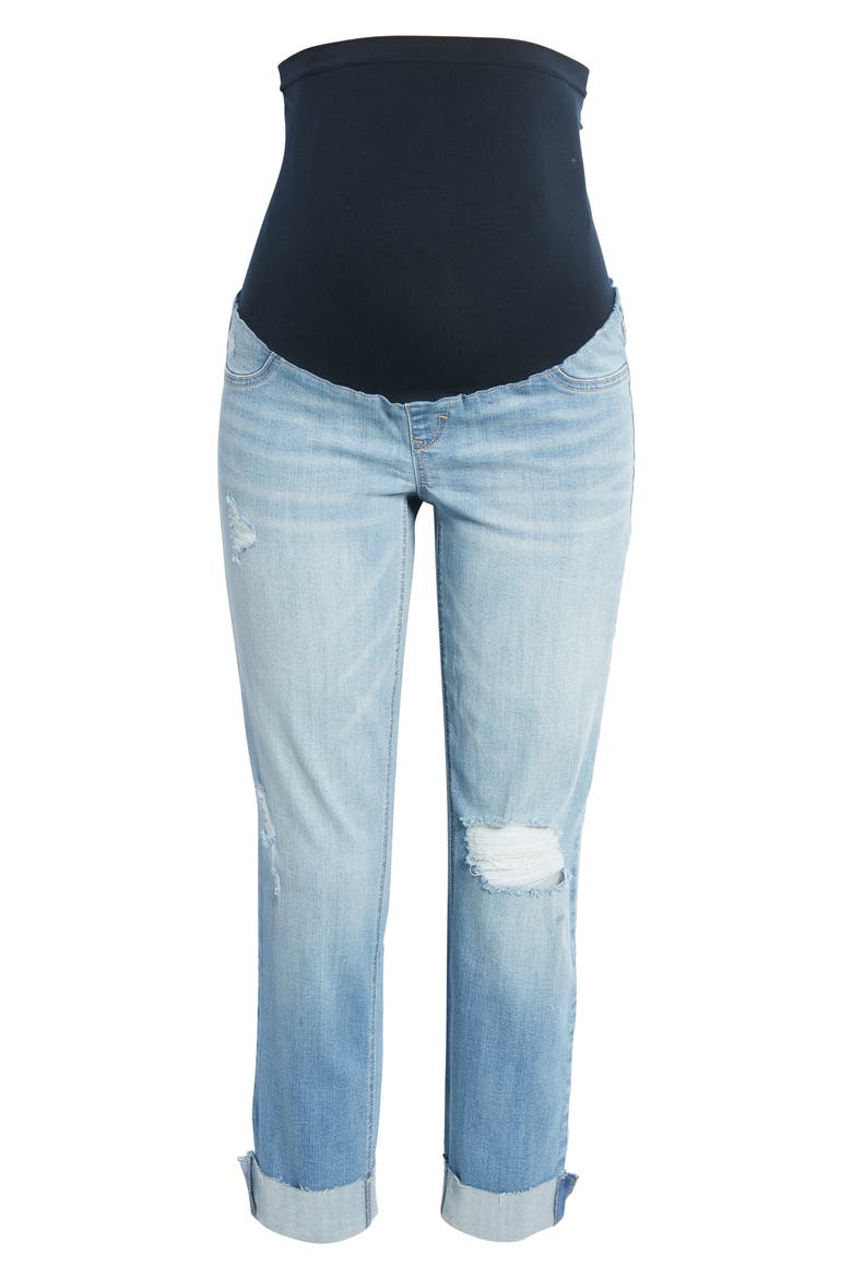 Roll Cuff Girlfriend Slim Maternity Jeans, Alternate, color, WALTER