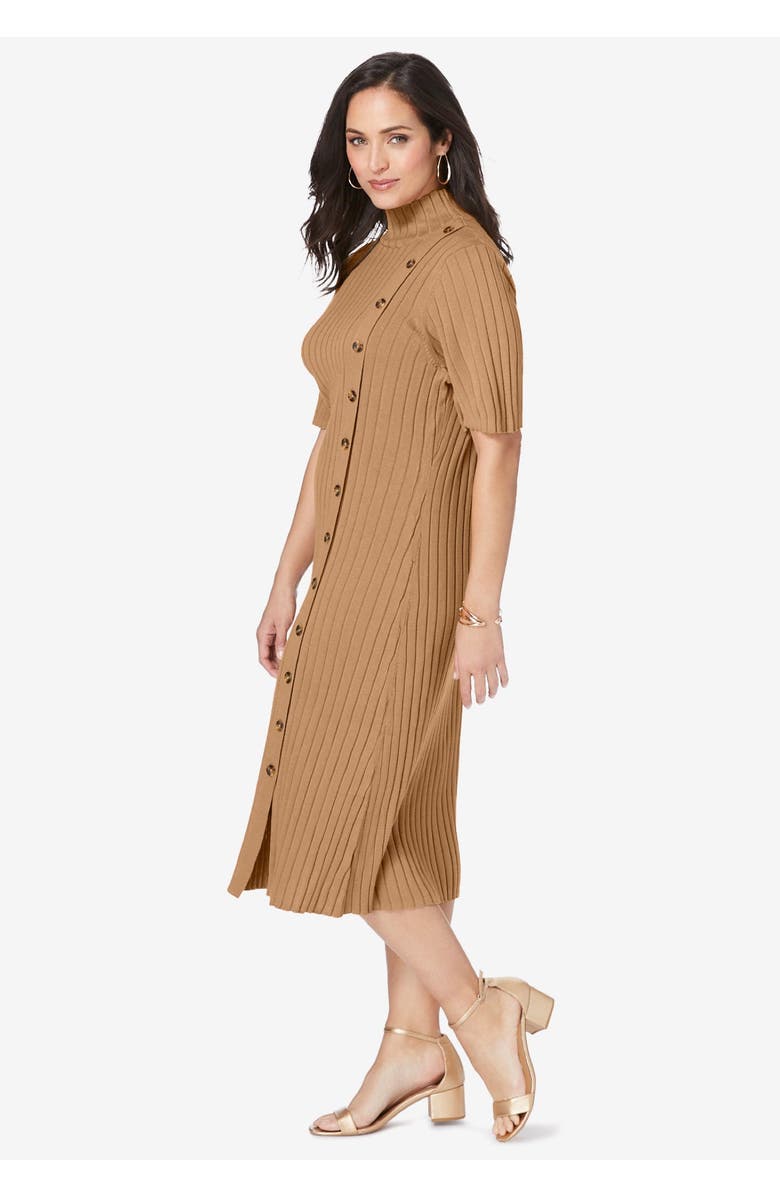 Jessica London Button Front Sweater Dress, Alternate, color, Dark Olive Green