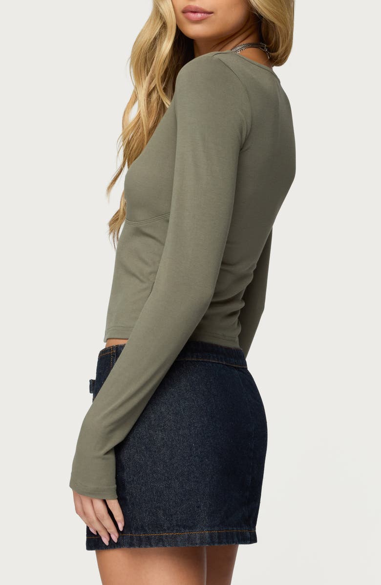 EDIKTED Zelly Long Sleeve Jersey Top, Alternate, color, Olive