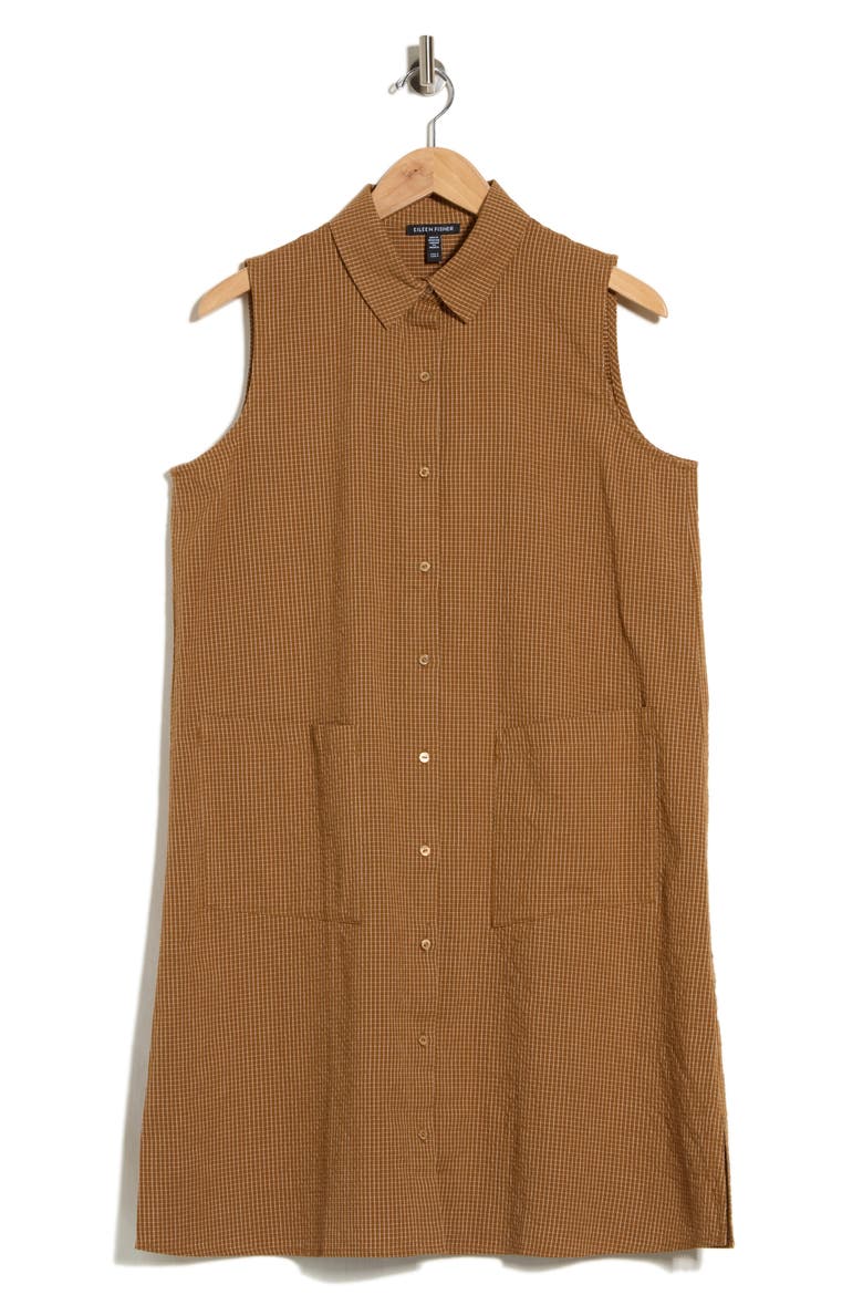 Sleeveless Organic Cotton Shirtdress, Main, color, BRONZE