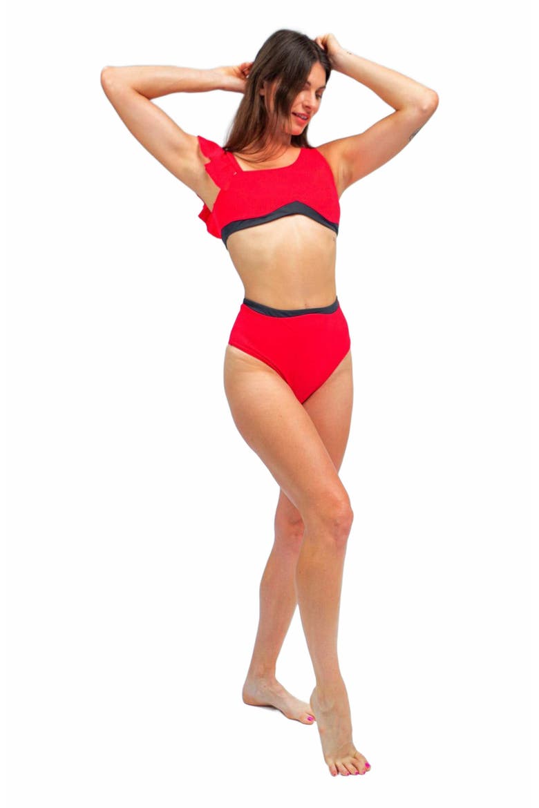 Rafaela Contouring Bikini Bottom, Alternate, color, Red
