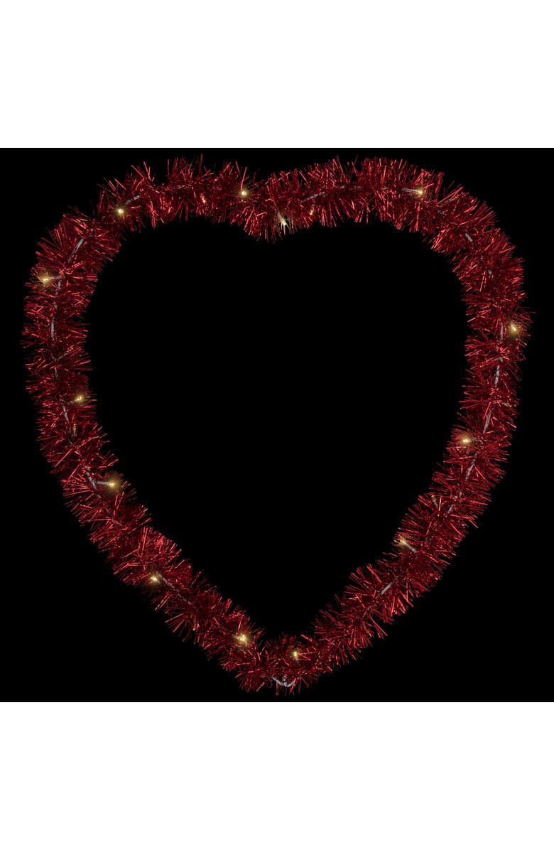 Northlight LED lighted Tinsel Heart Valentine's Day Window Silhouette - 25.25" - Red, Alternate, color, Red