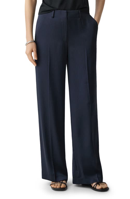 Theory Tailored High Waist Wide Leg Trousers In Black
